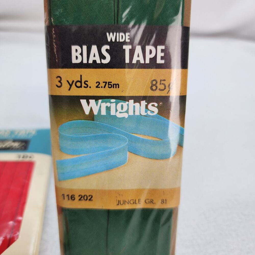 Vintage Lot of 3 Craft Bias Tape Trim Wright 3 yd-Green Talon 5 yd-Red 4yd-Blue - Picture 2 of 7